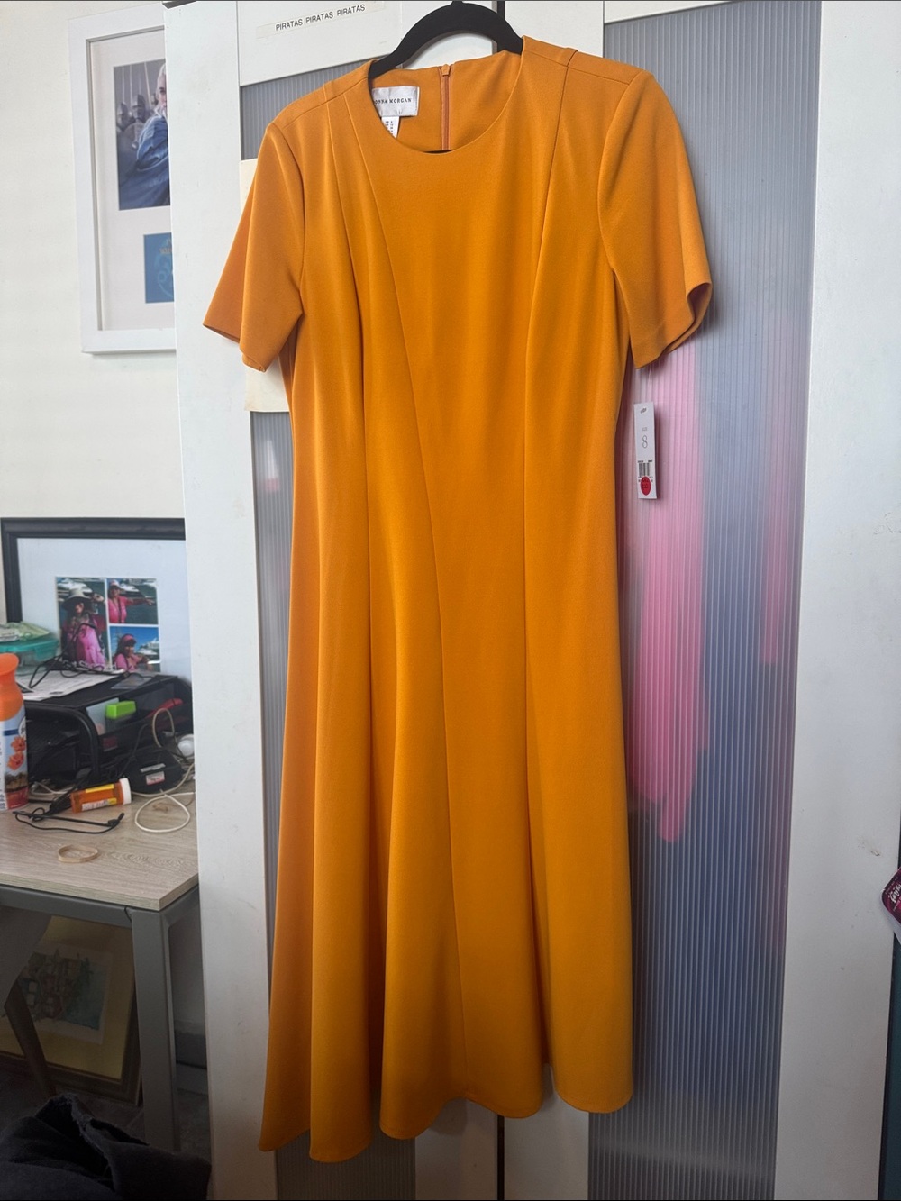 Donna Morgan Ochre Short-Sleeve Midi Dress